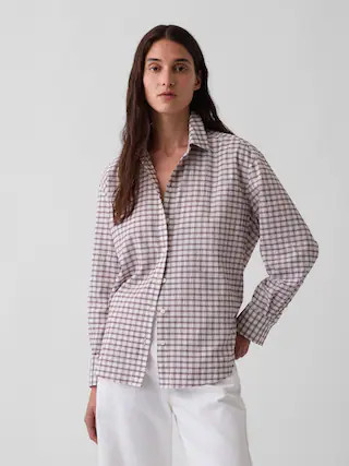Seersucker Plaid Oversized Shirt | Gap (US)