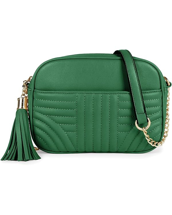 EVVE Quilted Crossbody Bags for Women - Stylish Camera Bag with Tassel - Lightweight Medium Size ... | Amazon (US)