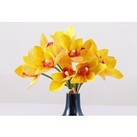 Fake Cymbidium Orchid Bouquet, Artificial Flower, Real Touch Petals, Home Floral Decor, Wedding Arrangement, Party Table Centerpiece, Gift | Etsy (US)