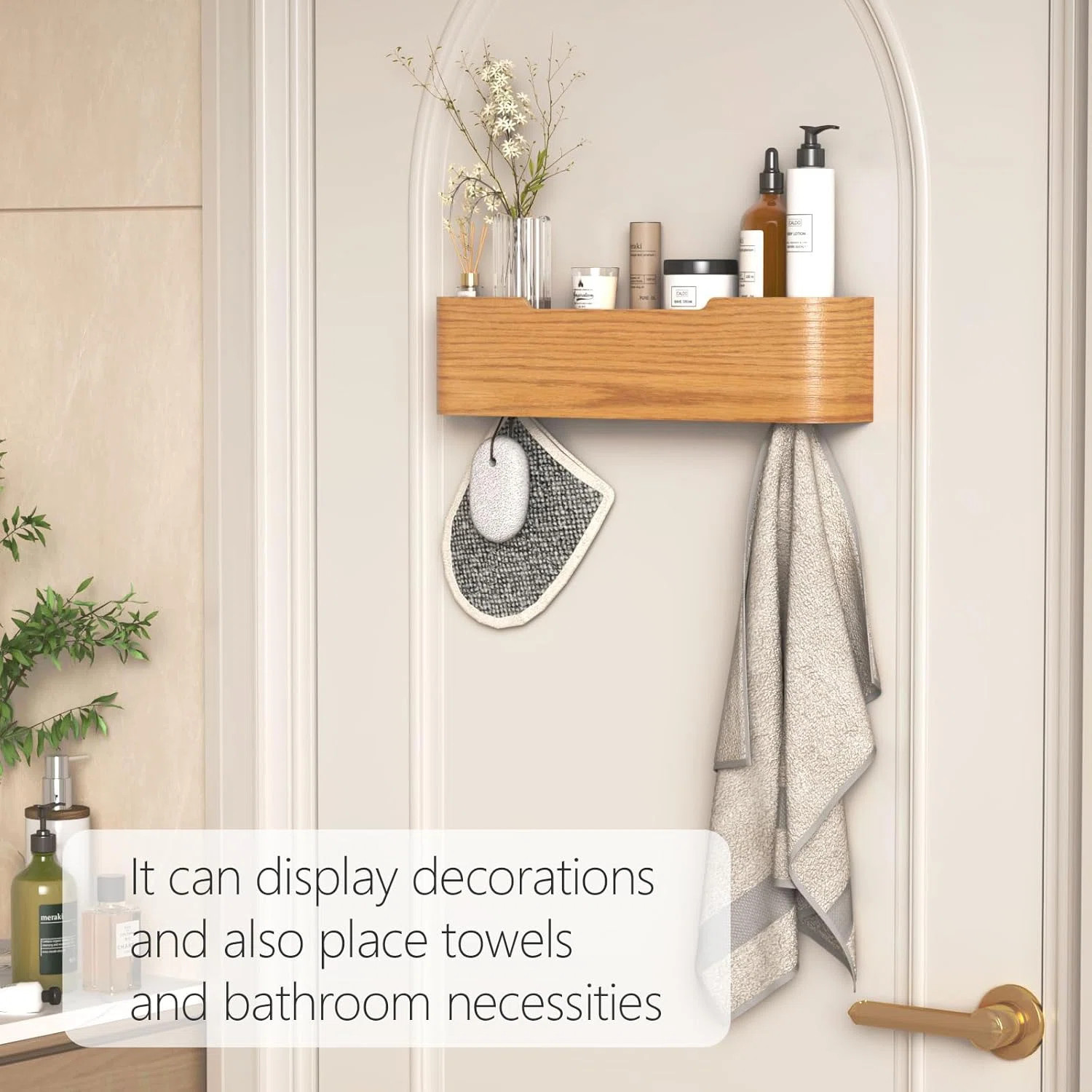 Modern Wood Coat Rack with Hidden Hooks and Entryway Hanging Shelf for Bedroom, Kitchen, Hallway,... | Wayfair North America