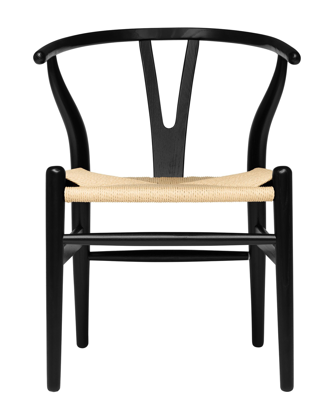 Hans Wegner Wishbone Style Woven Seat Chair (Black with Natural Cord) | Amazon (US)