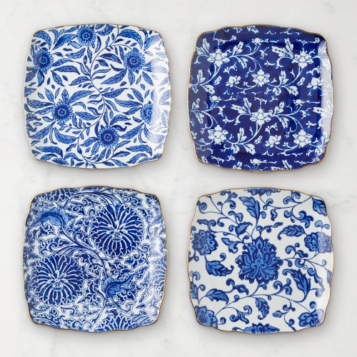Marlo Thomas x Williams Sonoma Blue Floral Appetizer Plates, Set of 4 | Williams-Sonoma