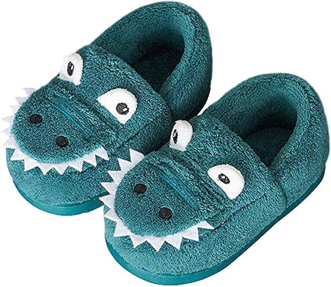 JACKSHIBO Girls Boys Home Slippers Warm Dinosaur House Slippers for Toddler Fur Lined Winter Indo... | Amazon (US)