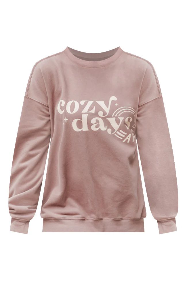 Cozy Days Ahead Mocha Oversized Graphic Sweatshirt | Pink Lily