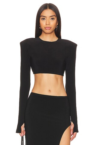 Cropped Shoulder Pad Long Sleeve Crew Top
                    
                    Norma Kamali | Revolve Clothing (Global)