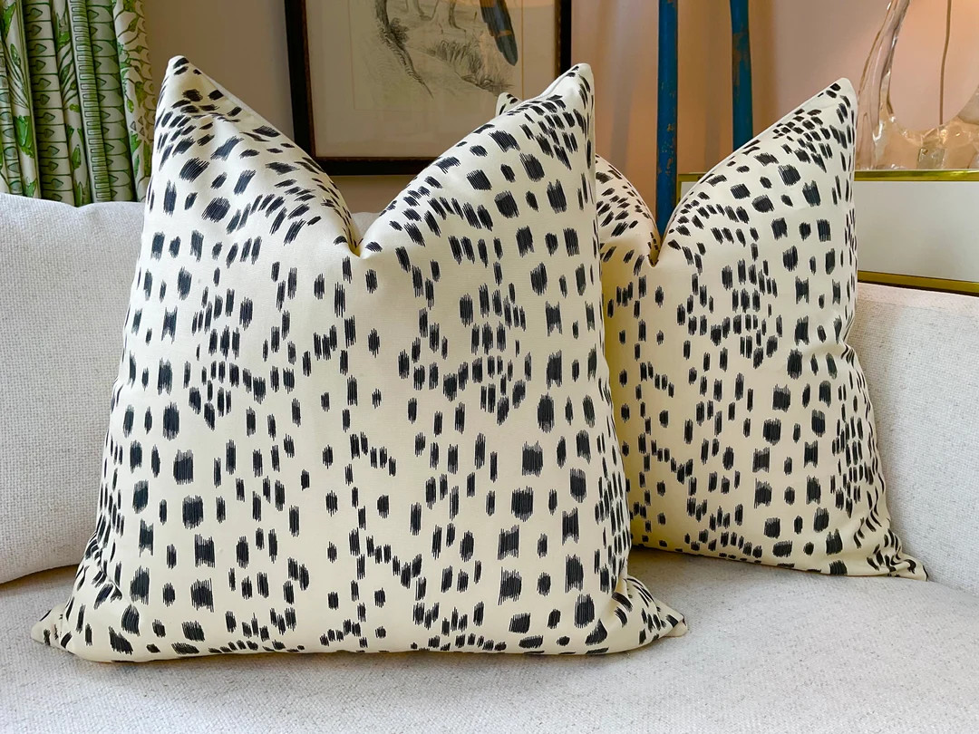 Brunschwig and Fils Pillow Cover in black and white Les Touches Design, White Linen Backing | Etsy (US)