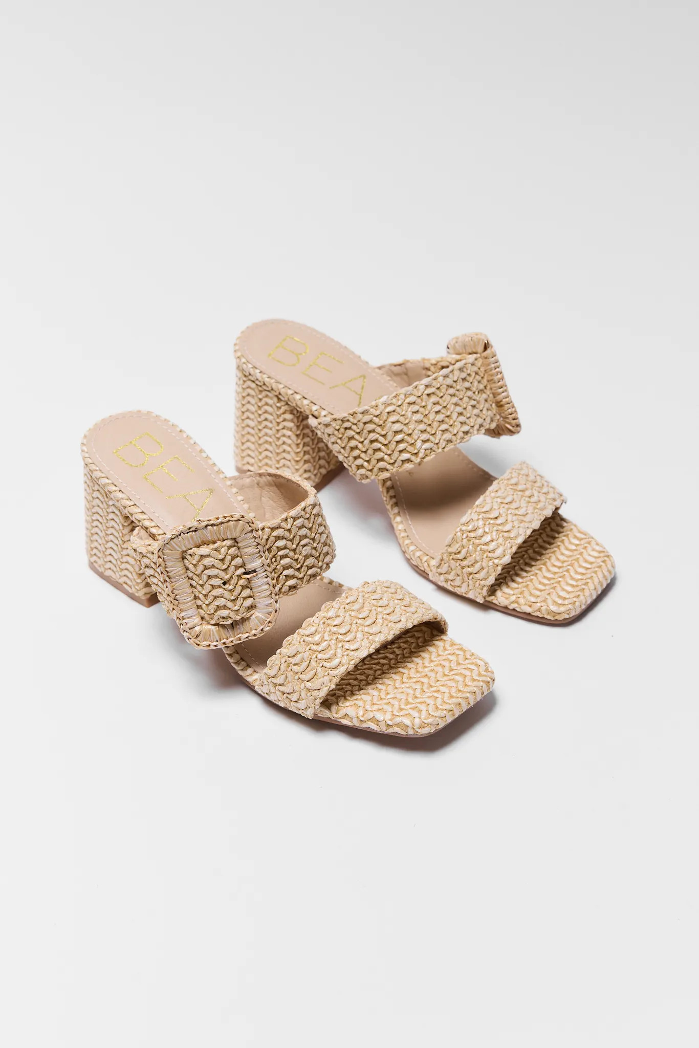 Blake Raffia Buckle Block Heels | Avara