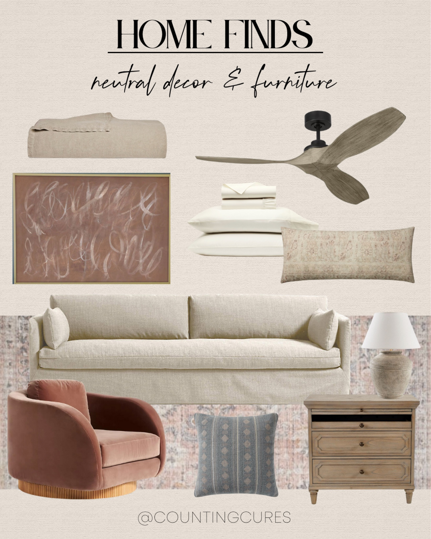 Find the perfect neutral decor and furniture for your home! This nightstand, white couch, accent chair, throw pillow and more can make any room cozy and elegant.
#homerefresh #furniturefinds #decoridea #interiordesign

#LTKHome #LTKSeasonal #LTKStyleTip