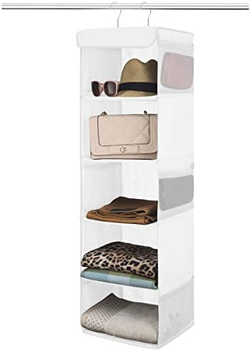 Zober 5-Shelf Hanging Closet Organizer - 6 Side Mesh Pockets Breathable Polypropylene Hanging Shelve | Amazon (US)