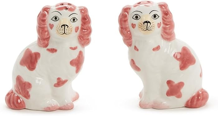 Two's Company Pink Staffordshire Dog Salt and Pepper Shaker Set, Ceramic, 3.5-inches Height | Amazon (US)