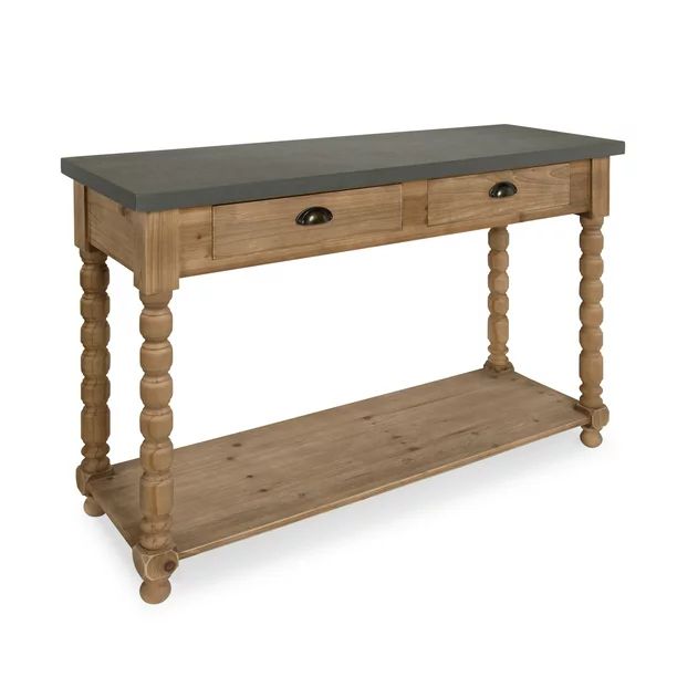 Kate and Laurel Rutledge Farmhouse Chic Two Drawer Console Table, Rustic Wood Base and Concrete G... | Walmart (US)