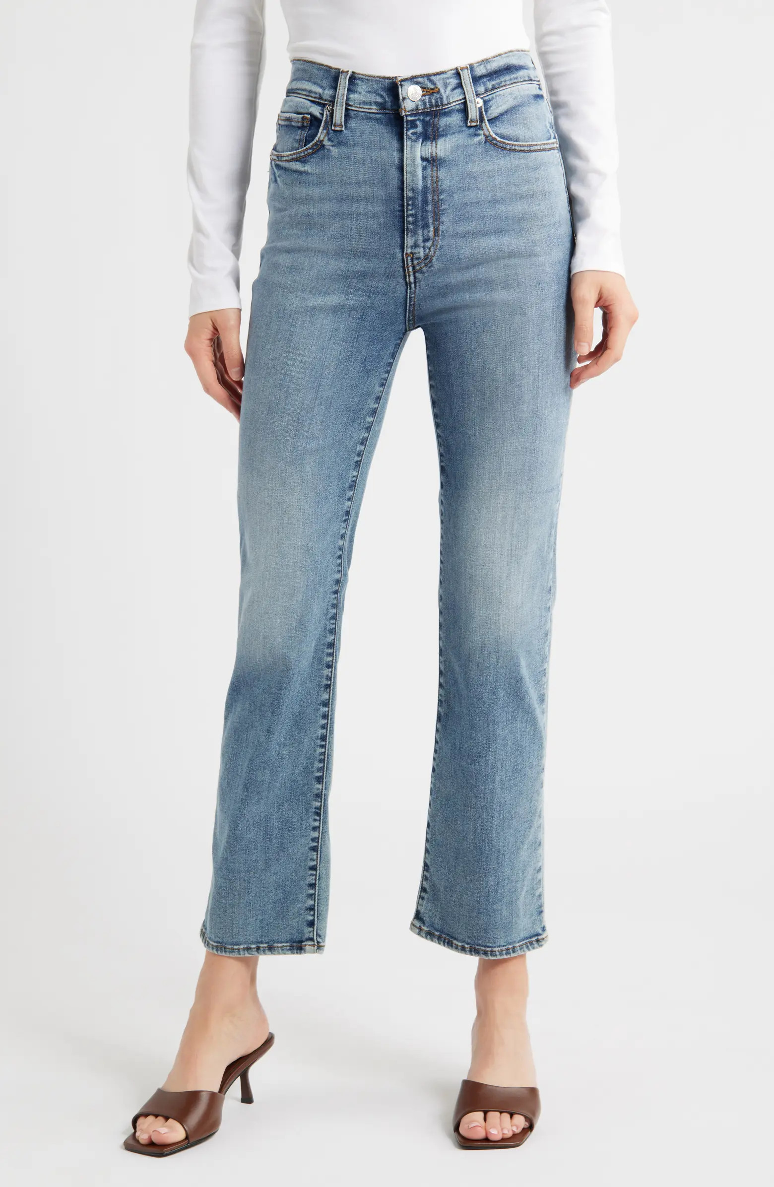 Le Sleek High Waist Ankle Straight Leg Jeans | Nordstrom
