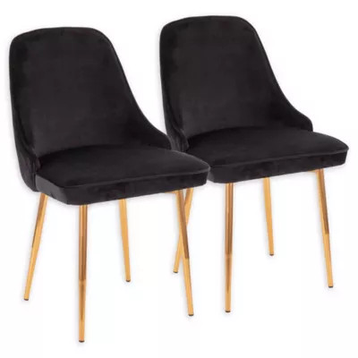 Lumisource® Velvet Upholstered Marcel Dining Chairs in Gold/black (Set of 2) | Bed Bath & Beyond