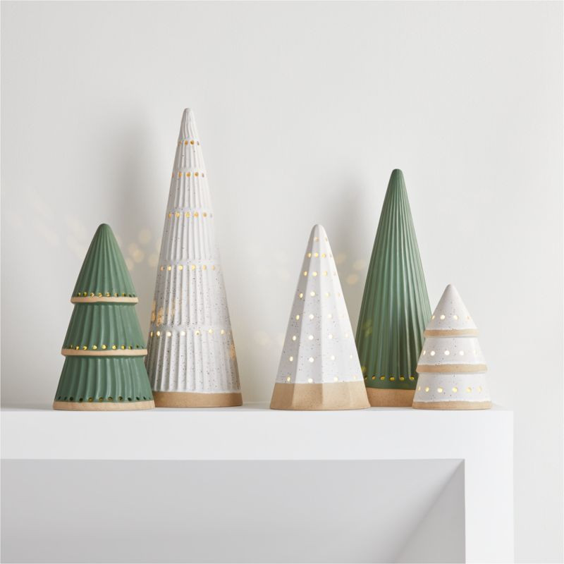 LED Ceramic Tree Decorations, Set of 5 + Reviews | Crate & Barrel | Crate & Barrel
