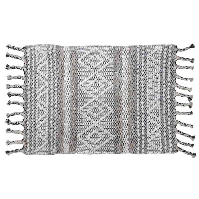 Ivory Diamond Design Fringe Accent Rug, 2x3 | At Home