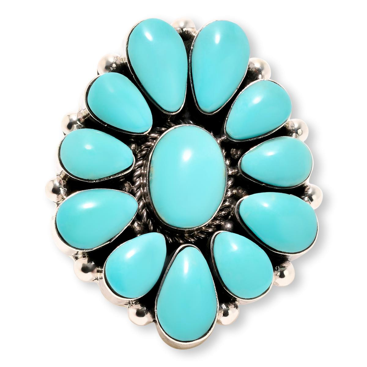 Chaco Canyon Sterling Silver Campitos Turquoise and Coral Cluster Ring | HSN