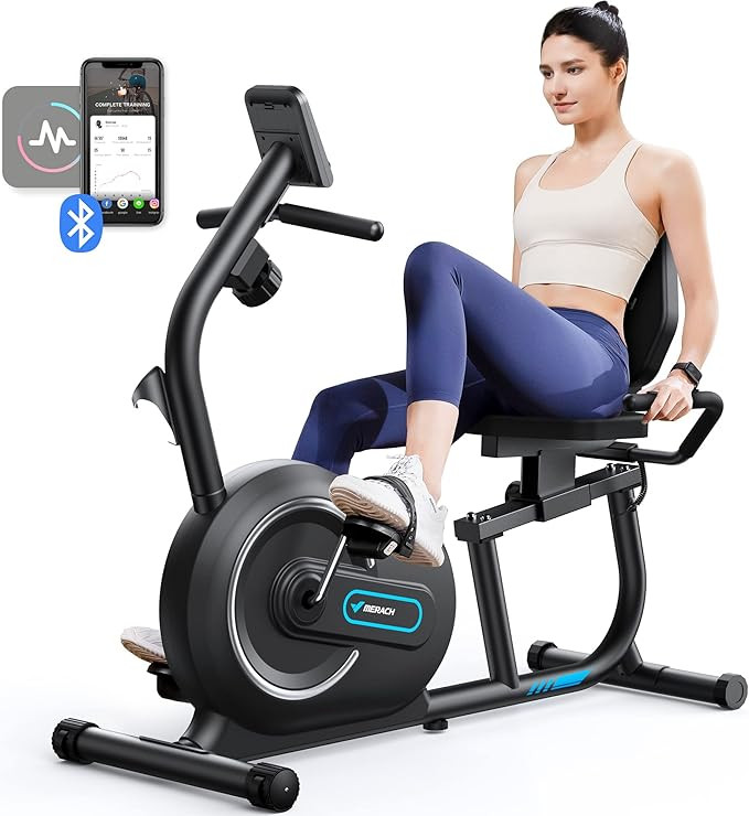 MERACH Recumbent Exercise Bike for Home with Smart Bluetooth and Exclusive App Connectivity, LCD,... | Amazon (US)