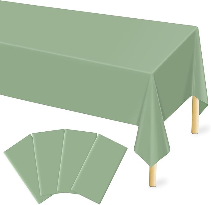 4 Pcs Sage Green Tablecloth Plastic 54 ×108 Inches Rectangle Sage Green Tablecloth Disposable Pl... | Amazon (US)