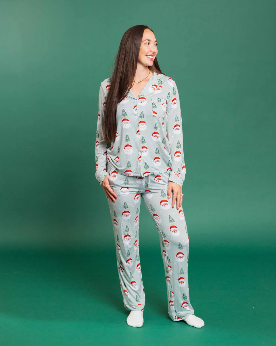 Just BeClause Women's Long Sleeve Collar Shirt & Pants Pajama Set | Bums & Roses