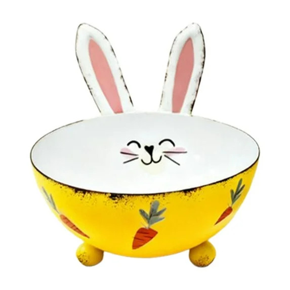 hulanddfd Easter Bunny Candy Bowl, 9x6in Cute Rabbits Candy Dishes Easter Metal Dinnerware Decor ... | Walmart (US)