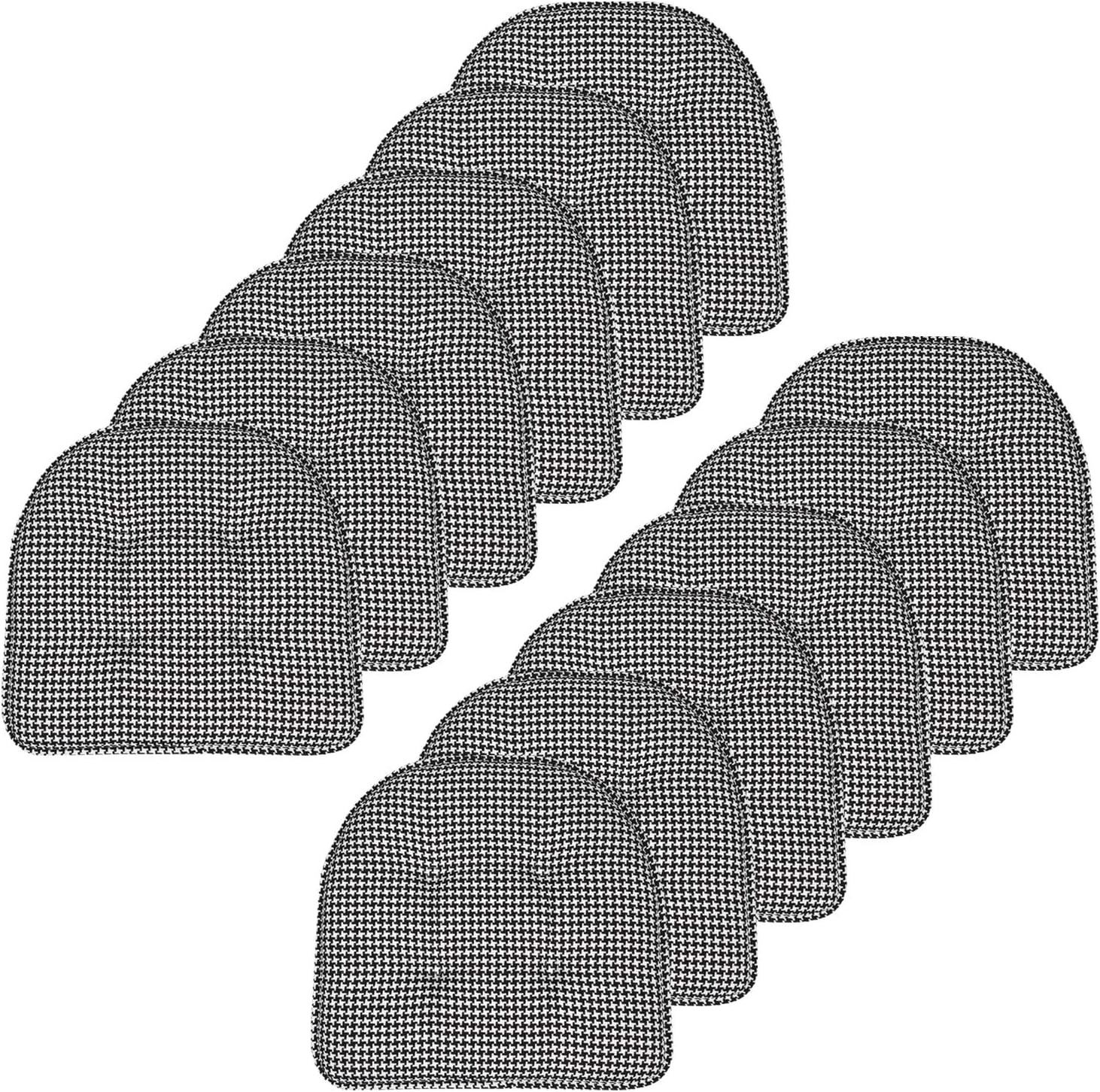 Sweet Home Collection Chair Cushion Memory Foam Pads Tufted Slip Non Skid Rubber Back U-Shaped 17" x 16" Seat Cover, 12 Count (Pack of 1), Houndsooth Black | Amazon (US)
