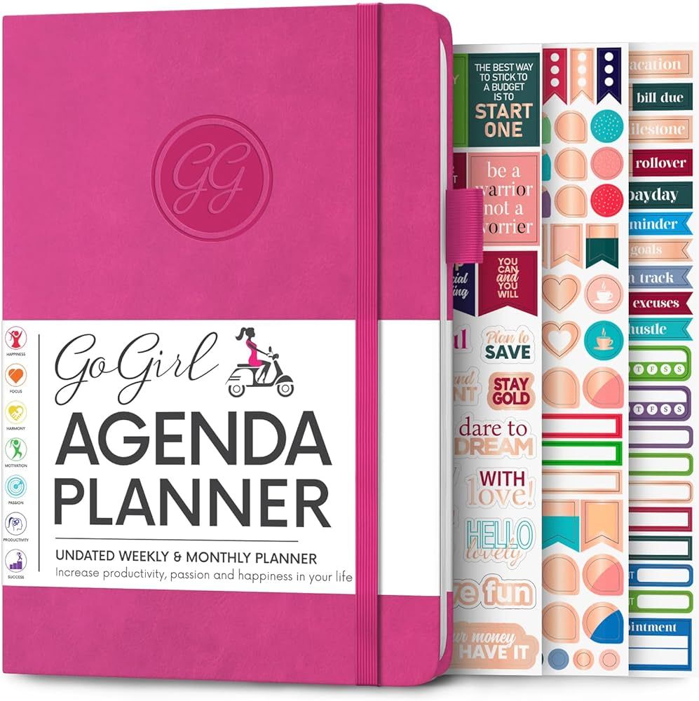 GoGirl Planner Agenda – Colorful Undated Monthly & Weekly Planner and Organizer for Women, Goal... | Amazon (US)
