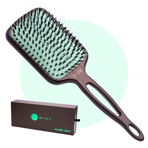 Eco-Friendly Boar Bristle Paddle Hair Brush for Women by MINT | Anti-Breakage Detangling Brush Great for Color-Treated Hair, Extensions and All Hair Types | Hand-Crafted Wooden Handle | Amazon (US)