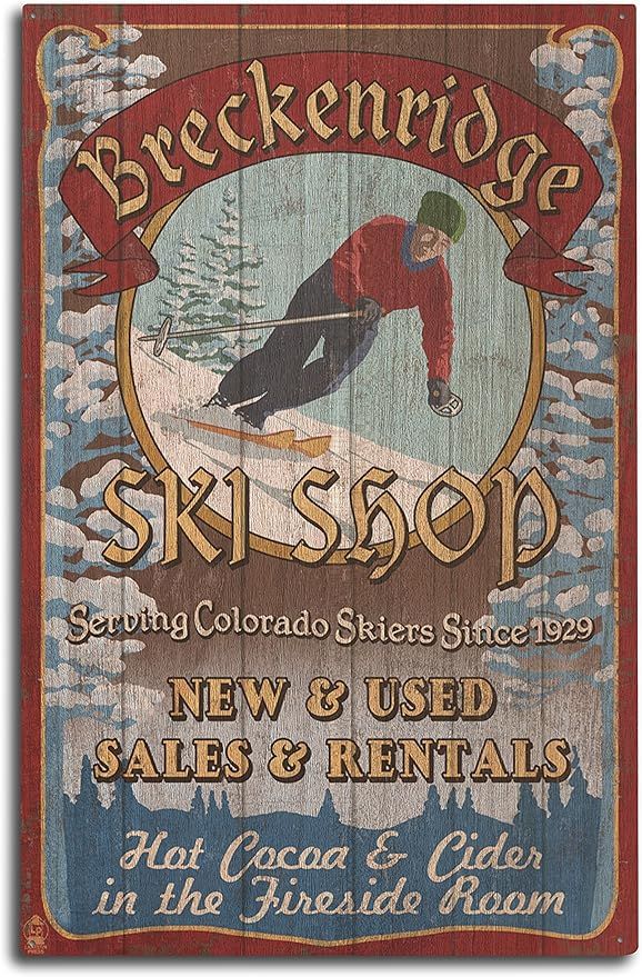 Breckenridge, Colorado, Ski Shop Vintage Sign Birch Wood Wall Sign (10x15 Rustic Home Decor, Read... | Amazon (US)