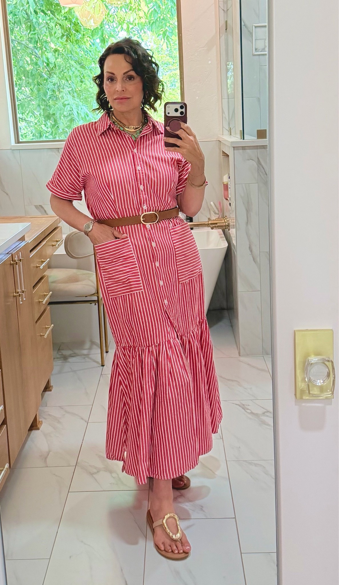 This Amazon dress comes with matching belt, but I paired it with something a little more structured