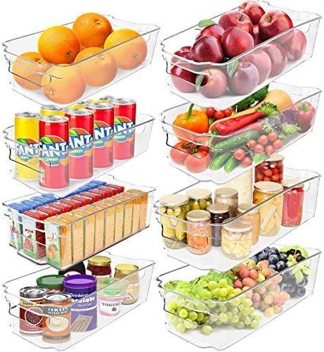Greenco Refrigerator Organizer Bins, Stackable Fridge Organizer, Set of 8, Storage Containers wit... | Amazon (US)