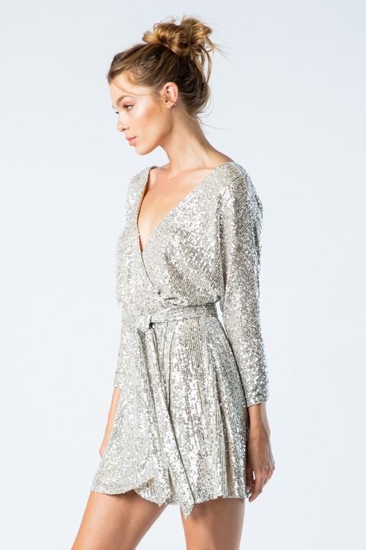 'audrey' neck sequin mini dress | Olive and Pepper