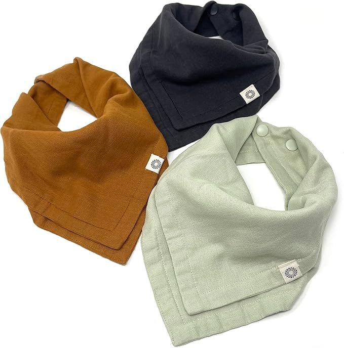 Kishu Baby Indi GOTS Organic Muslin Baby Bandana Bibs 3 Pk, 4-Way Reversible | Amazon (US)