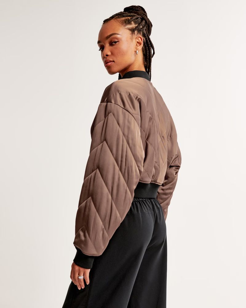 Women's Cropped Reversible Bomber Jacket | Women's Clearance | Abercrombie.com | Abercrombie & Fitch (US)