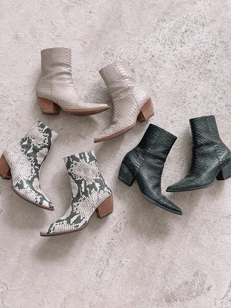 Cutest snakeskin fall booties! I have small calves and these actually fit me so well! I also love how they come in so many different colors and textures - I bought them in three colors! They are really well made and have lasted me over the years and I also can wear them for a 10 hour workday on my feet with no pain! 

#LTKshoecrush #LTKstyletip