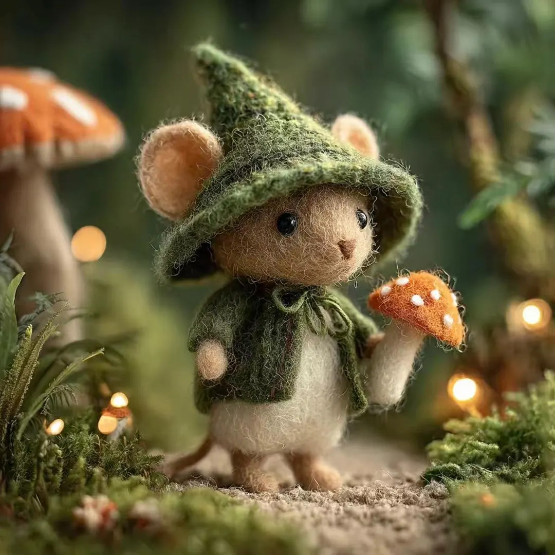 Felt Mouse Figurine, Wool Animal Statue, Whimsical Mouse Decor, Handmade Character Doll | Etsy (US)