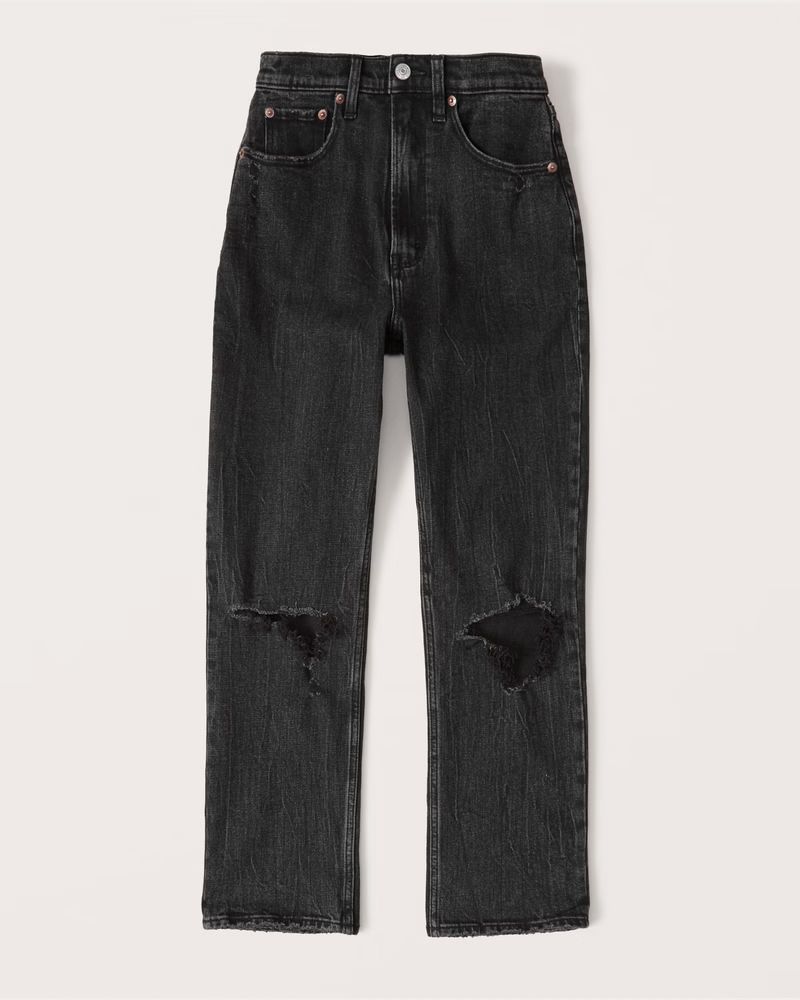 Curve Love Ultra High Rise Ankle Straight Jeans | Abercrombie & Fitch (US)