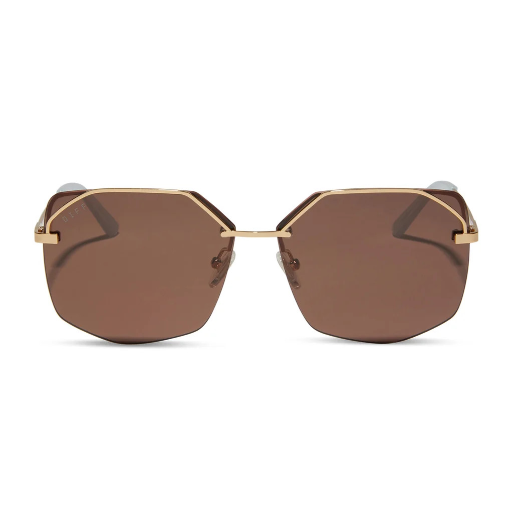 BREE - SHINY GOLD + BROWN + POLARIZED SUNGLASSES | DIFF Eyewear
