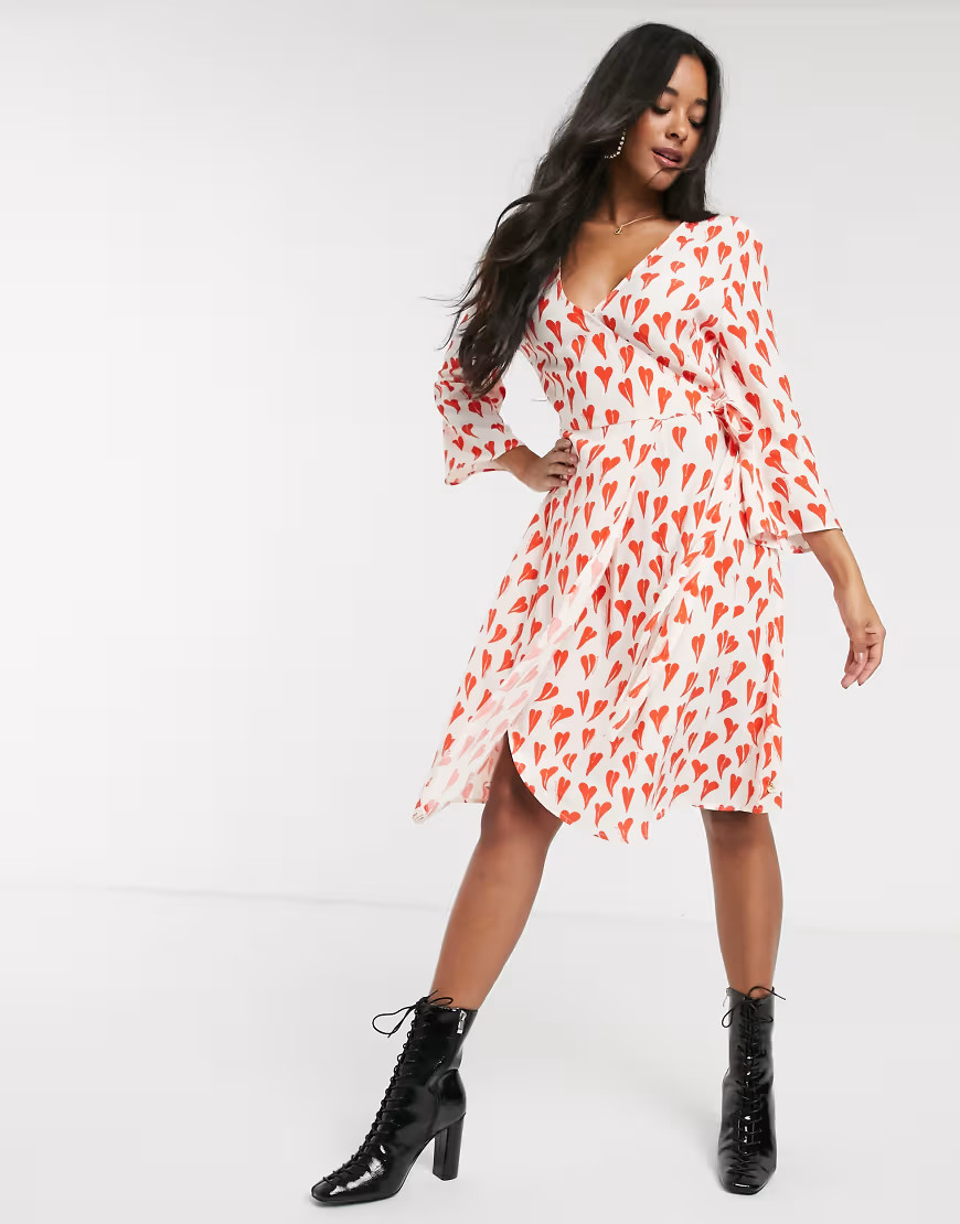 Fabienne Chapot winni heart print mini dress in white | ASOS (Global)