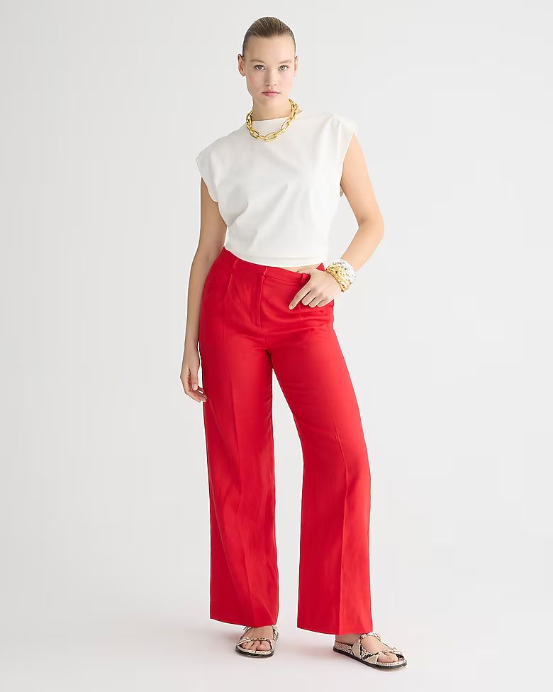 Wide-leg essential pant in linen | J. Crew US