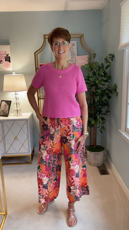 Timeless classic every day style
OOTD
Bright pink crochet top paired with fun bright floral linen pants.
It’s funny to wear some color and pattern once in an awhile. If you looked in my closet you would see I’m more of a neutrals girl!

Hi I’m Suzanne from A Tall Drink of Style - I am 6’1”. I have a 36” inseam. I wear a medium in most tops, an 8 or a 10 in most bottoms, an 8 in most dresses, and a size 9 shoe. 

Over 50 fashion, tall fashion, workwear, everyday, timeless, Classic Outfits

fashion for women over 50, tall fashion, smart casual, work outfit, workwear, timeless classic outfits, timeless classic style, classic fashion, jeans, date night outfit, dress, spring outfit, jumpsuit, wedding guest dress, white dress, sandals

#LTKStyleTip #LTKOver40 #LTKFindsUnder100