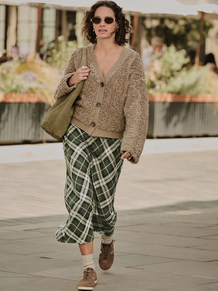 Green Check Midi Slip Skirt | Next EU