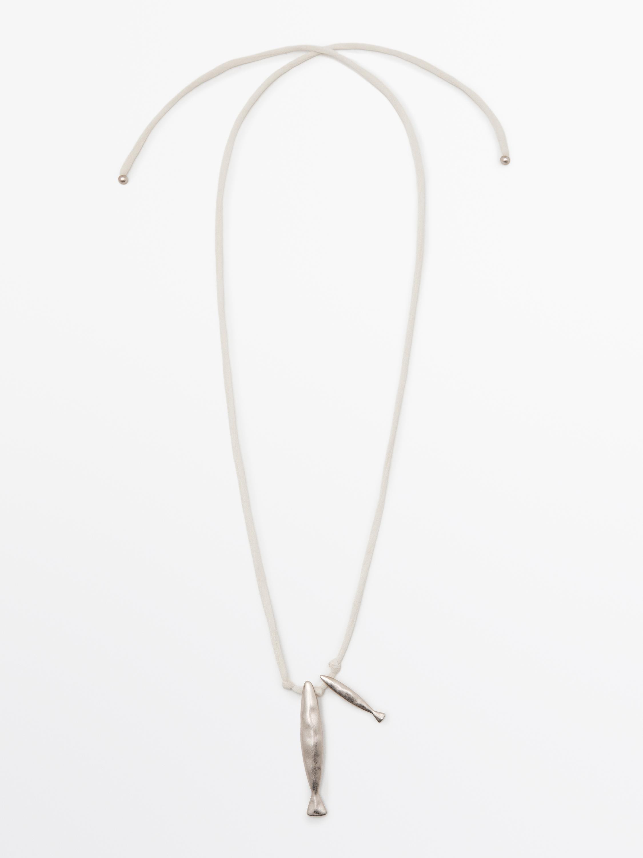 Silk cord necklace. Metal parts with fish design. Care instructions: Avoid water, perfumes and ch... | Massimo Dutti UK