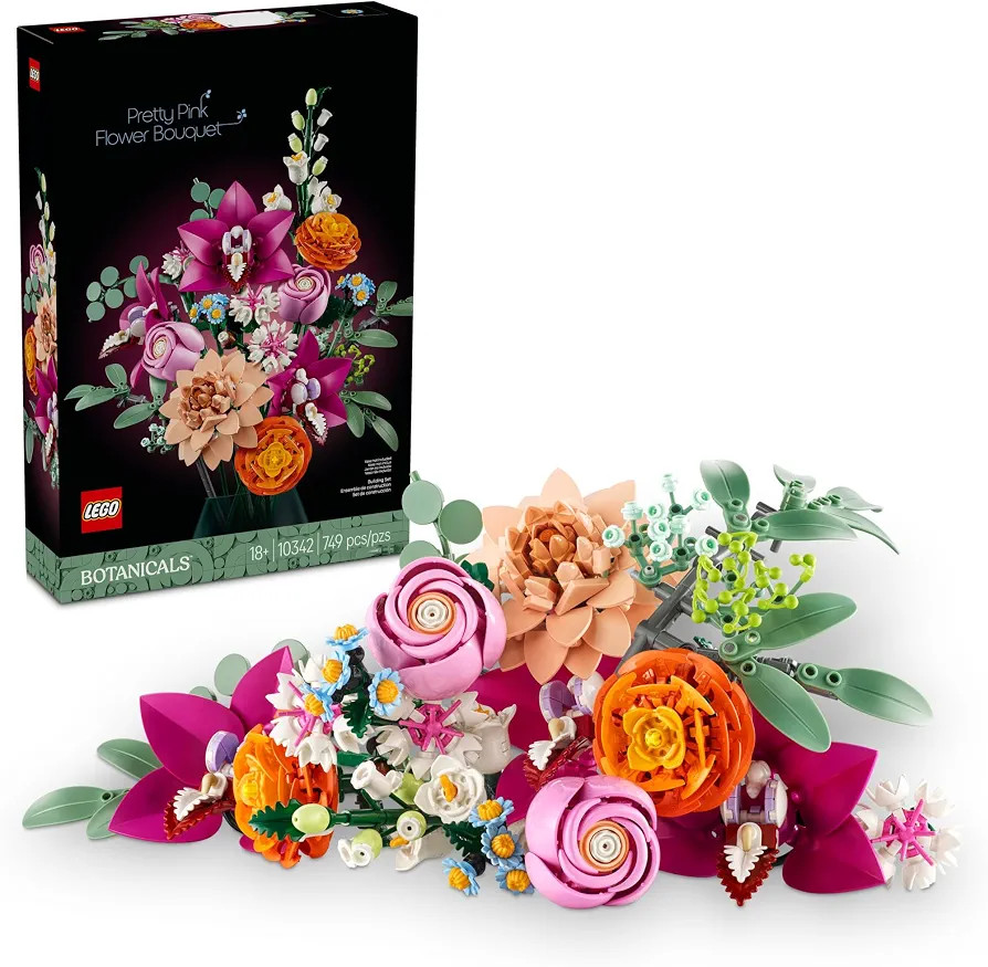 LEGO Botanicals Pretty Pink Flower Bouquet Building Set for Adults - Gifts for Valentines Day for... | Amazon (US)