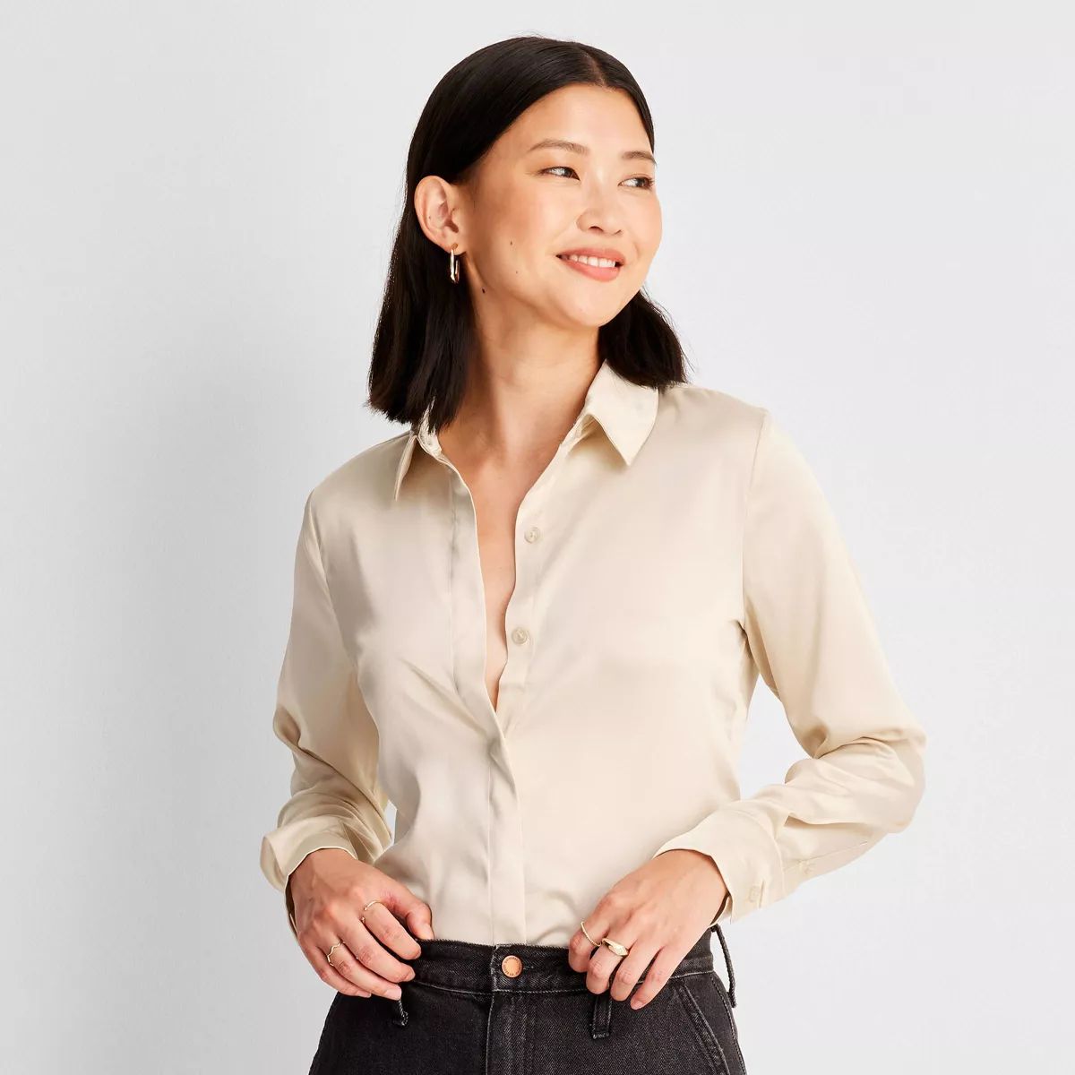 Women's Long Sleeve Button-Front Shirt - A New Day™ | Target