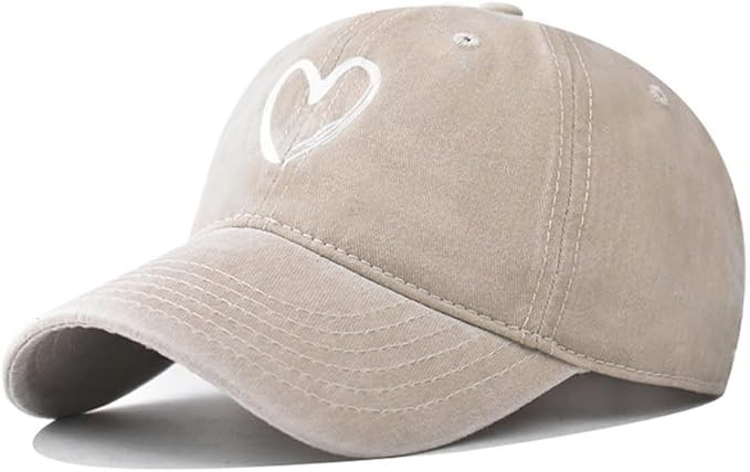 Women's Vintage Washed Baseball Cap Adjustable Cute Heart Graphic Cotton Dad Hat | Amazon (US)