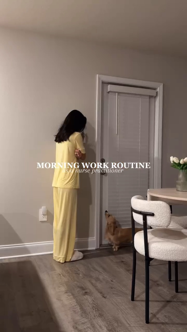 haven’t posted a morning routine before work vlog in a minute! the yellow pjs make me feel like sunshine 🌻🐣☀️💫
•
•
•
#morningroutine #grwm #getreadywithme #nursepractitioner #morningvlog #routines 
Daily routine, get ready with me for work, grwm, morning routine, morning vlog, nurse practitioner, satisfying, aesthetic, relatable, grwm for work, np life, asmr sounds, asmr, daily vlog, vlog, dog mom, healthcare girly