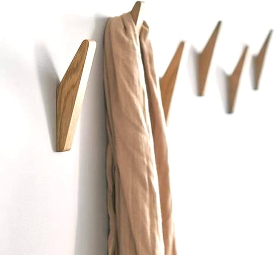 Pack 6 Wooden Hooks Wall Hooks, Coat Hooks, Rubber Wood Hooks Wall Hangers Hooks for Hanging Coat... | Amazon (CA)
