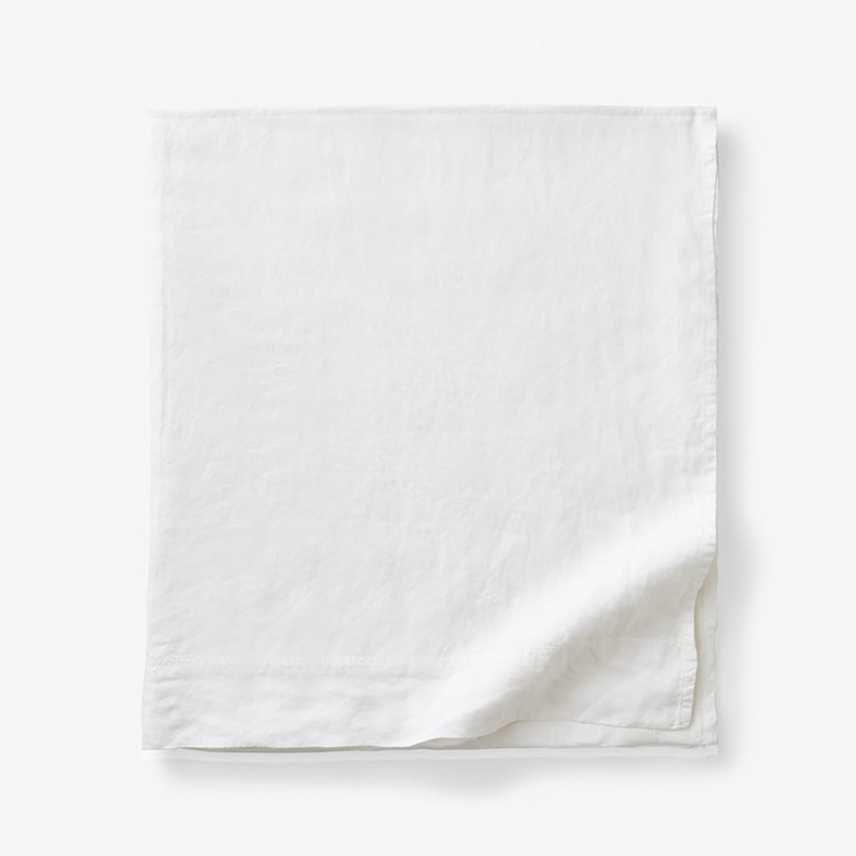 Premium Breathable Washed Linen Solid Flat Bed Sheet - White, Queen | The Company Store