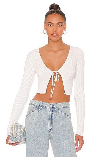 Sydney Tie Front Top in White | Revolve Clothing (Global)
