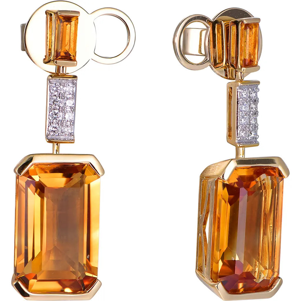 Kahn High Jewelry Citrine Earrings with Diamonds in Citrine Orange at Nordstrom | Nordstrom